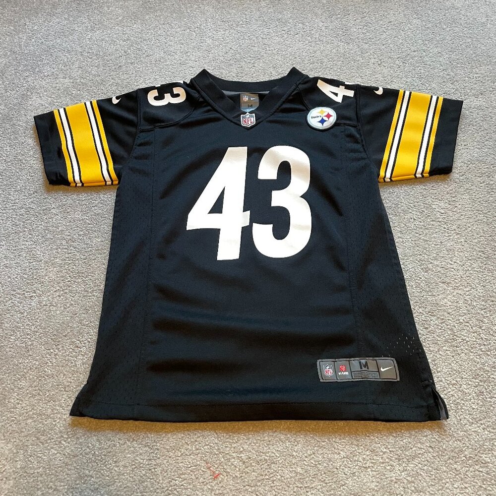 Pittsburgh Steelers Jersey Kids Medium Black Troy Polamalu On Field Nike Youth